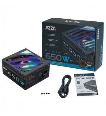 Fuente de Alimentación para PC Azza PSAZ-650W ARGB 80 Plus Bronze/650W/Bivolt - Negro