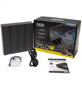 Fuente de Alimentación para PC Azza PSAZ-750W ARGB 80 Plus Bronze/750W/Bivolt - Negro