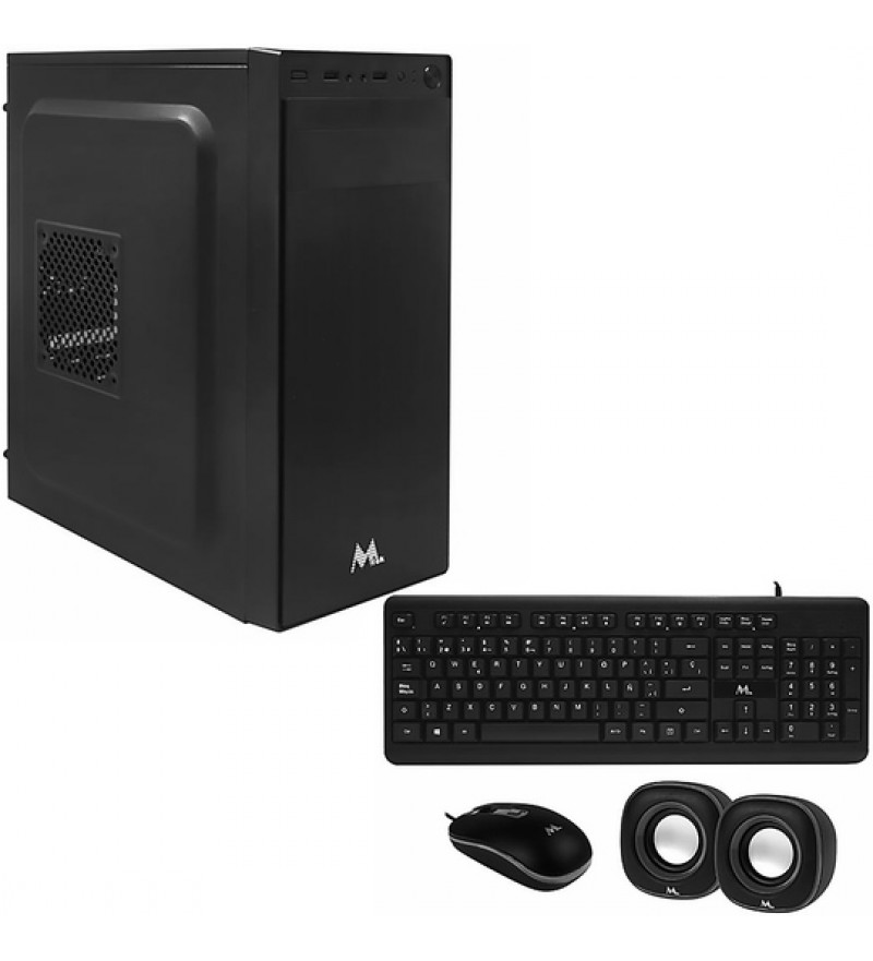 Kit Gabinete Mtek Barebone DK05 con Fuente + Speaker + Teclado Español + Mouse - Negro