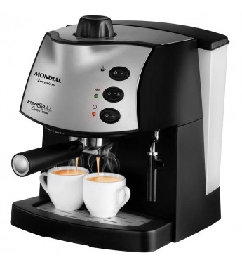 Cafetera Eléctrica Mondial Espresso Coffee Cream Premium C-08 con 2L/800W/220V - Negro/Plata