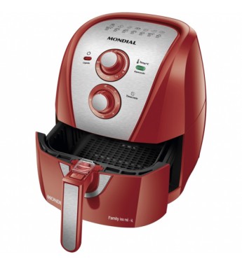 Freidora Eléctrica Mondial Air Fryer Family inox red AFN-40-RI con 1500W/4L/220V - Rojo/Plata