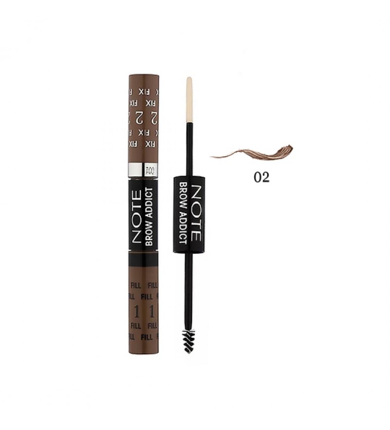 Lápiz De Cejas Note 2 en 1 Brow Addict Tint & Shaping Gel - 02 Lignt Brown 5ml + 5ml