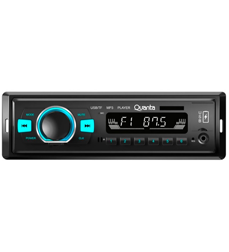 Radio Automotriz Quanta QTRRA72 con Bluetooth/USB/MicroSD/FM/4X25W - Negro