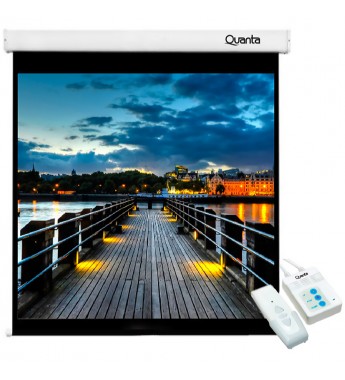 Pantalla de Proyección Eléctrica Quanta QTTLE150 de 150" con Control Remoto/220V - Blanco