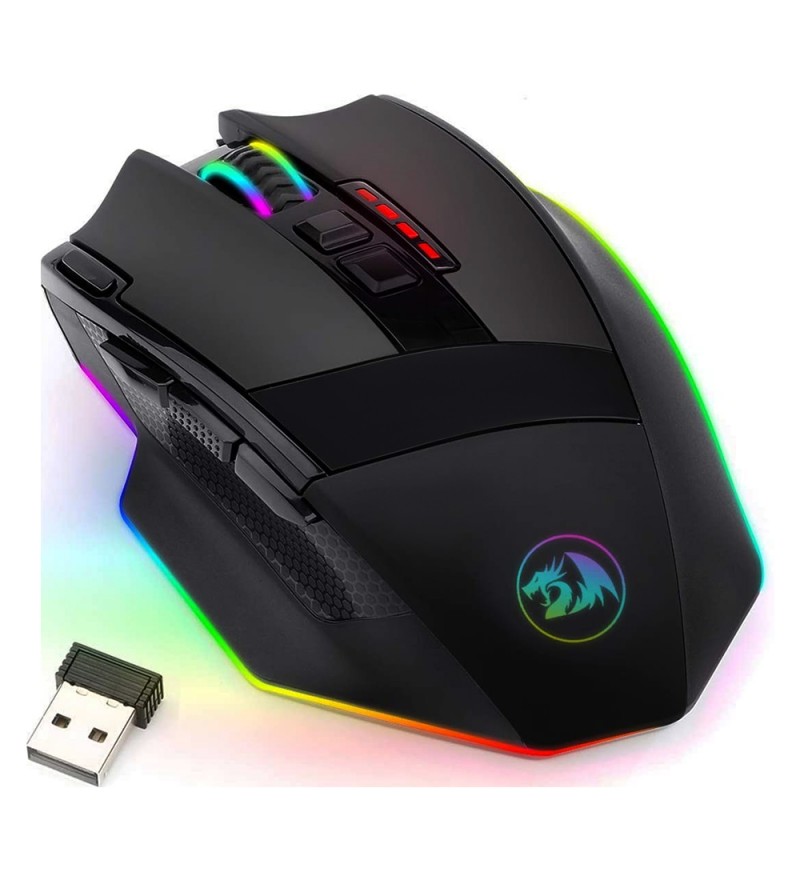 Mouse Gaming Inalámbrico Redragon Sniper Pro M801P-RGB/16000DPI Ajustable/9 Botones - Negro