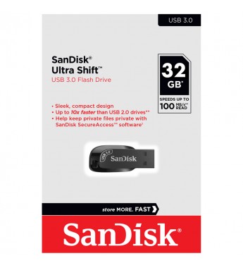 Pendrive Sandisk Ultra Shift USB 3.0 de 32GB - Negro