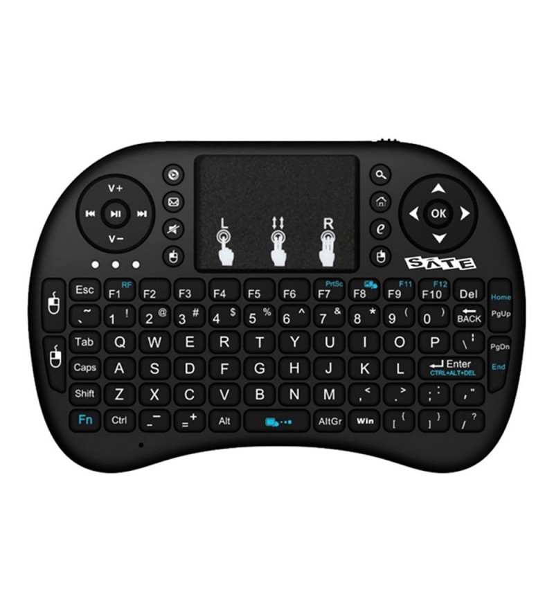 Control Remoto Satellite AK-723G Mouse + Teclado Todo en Uno Retroiluminado con Dongle USB - Negro