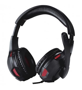 Headset Satellite AE-363UR de 40mm con Audio 7.1/USB/Micrófono - Negro/Rojo