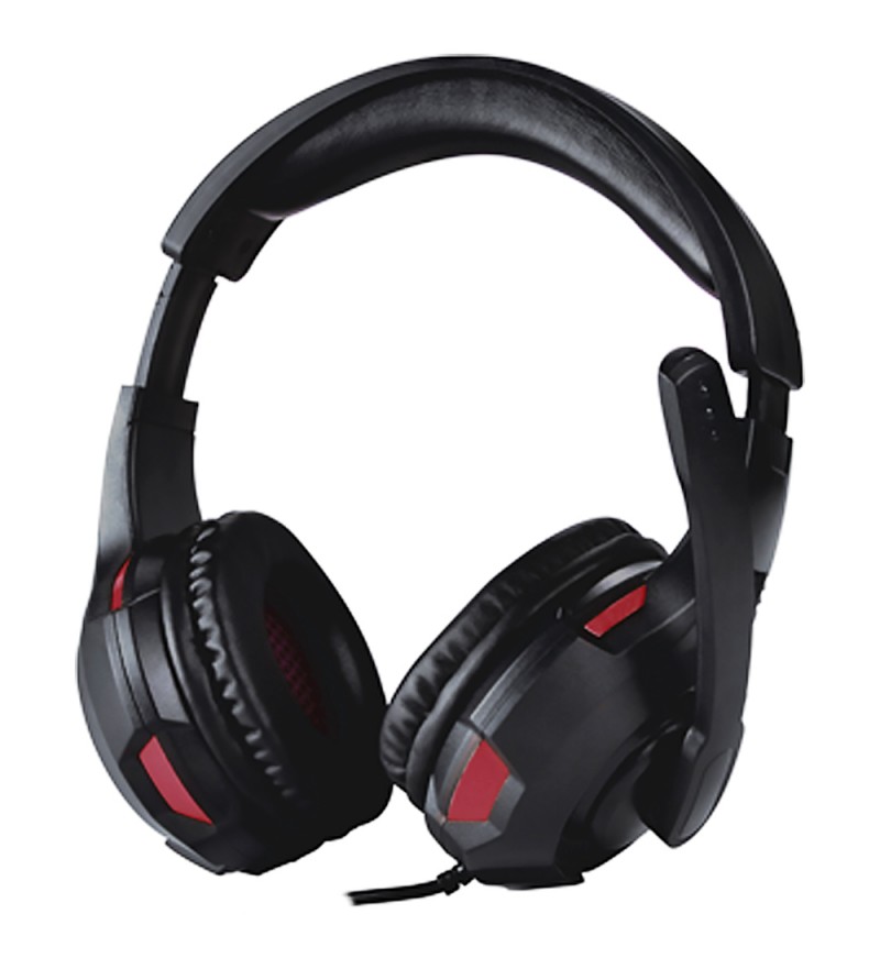 Headset Satellite AE-363UR de 40mm con Audio 7.1/USB/Micrófono - Negro/Rojo