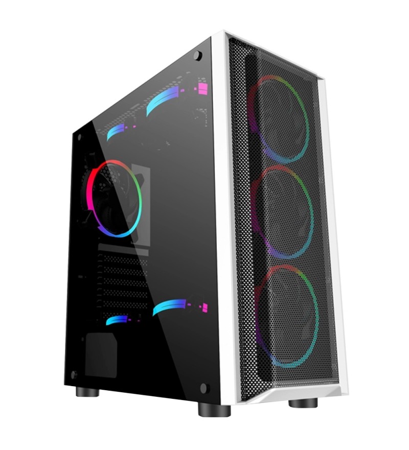 Gabinete Gamer Satellite K382 con 8 Coolers/E-ATX/ATX/MICRO-ATX - Negro/Plata