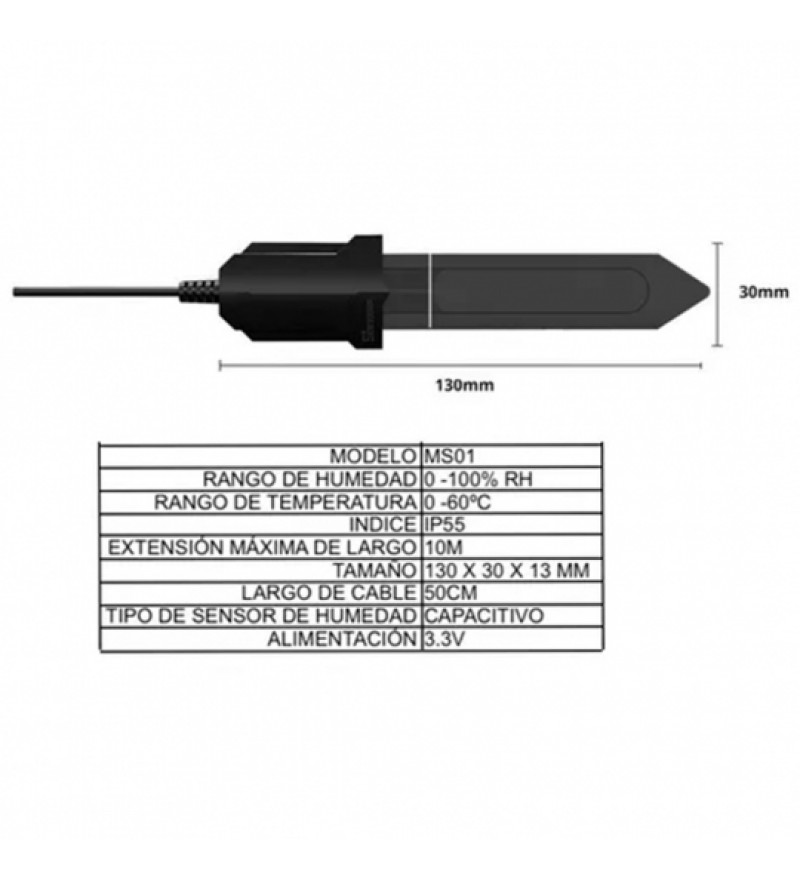 Sensor Inteligente de Humedad Sonoff MS01 Soil Moisture Sensor 50cm/ThR3 - Negro