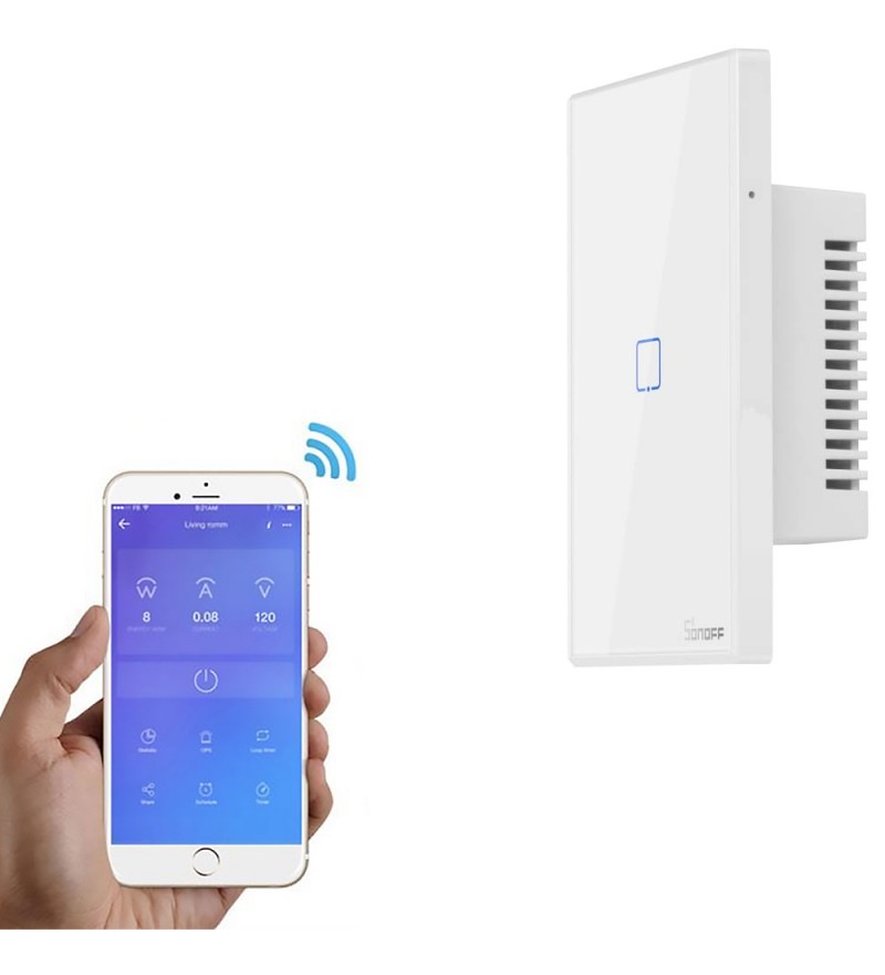 Interruptor de Pared Inteligente Smart Sonoff T2US1C Wi-Fi/1 Botón/Bivolt - Blanco