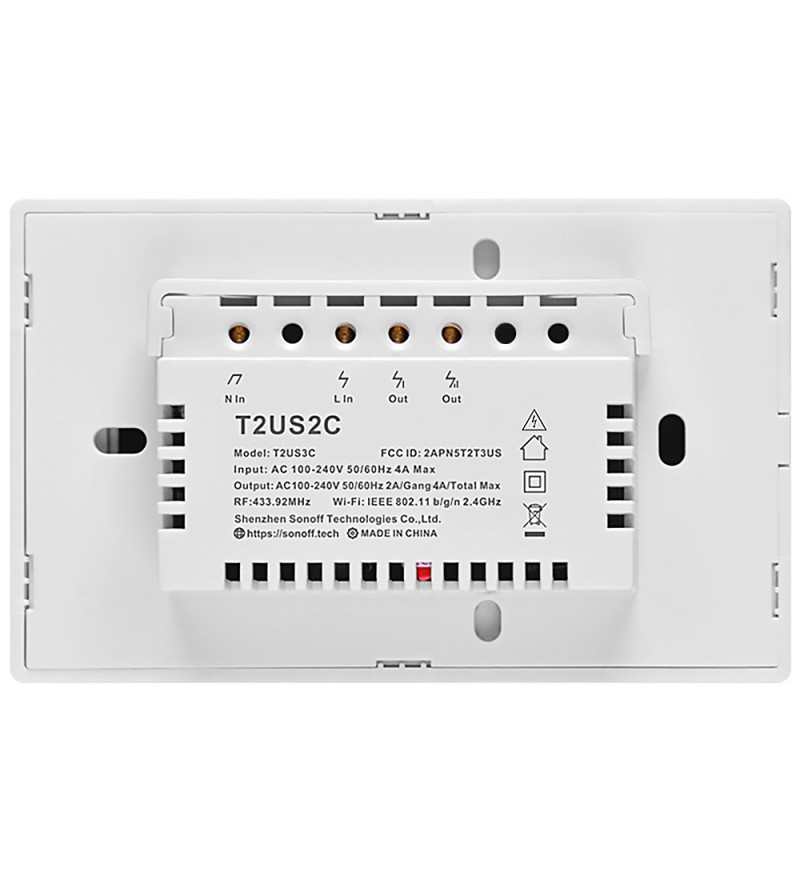 Interruptor de Pared Inteligente Smart Sonoff T2US2C Wi-Fi/2 Botones/Bivolt - Blanco