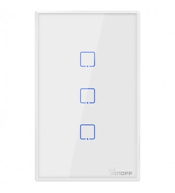 Interruptor de Pared Inteligente Smart Sonoff T2US3C Wi-Fi/3 Botones/Bivolt - Blanco