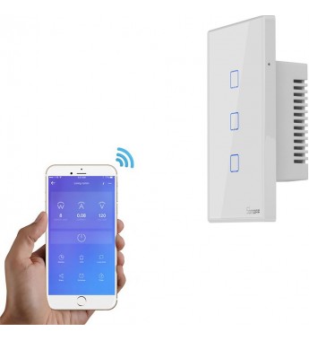 Interruptor de Pared Inteligente Smart Sonoff T2US3C Wi-Fi/3 Botones/Bivolt - Blanco